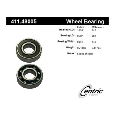 Centric C-Tek Standard Axle Shaft Bearing Assembly Single Row, C-Tek 411.48005E